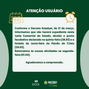 Imagem da notícia - Funcionamento da Jucea no feriado da Semana Santa