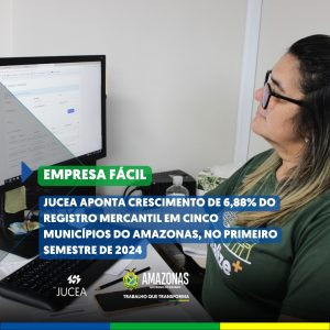 Imagem da notícia - Jucea aponta crescimento de 6,88% do registro mercantil em cinco municípios do Amazonas, no primeiro semestre de 2024